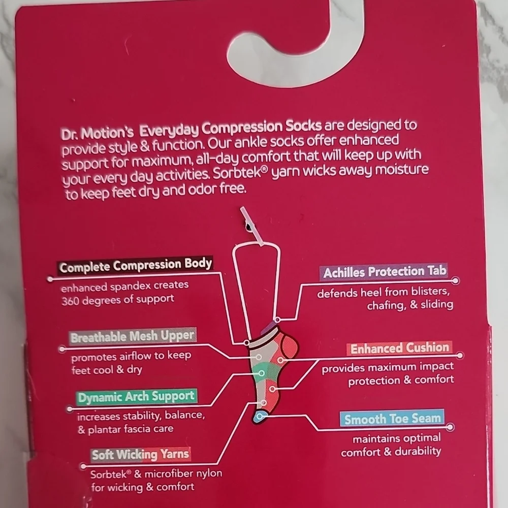 Dr. Motion Compression Ankle Socks 4 Pairs Size Socks 9–11 Shoe 4-10